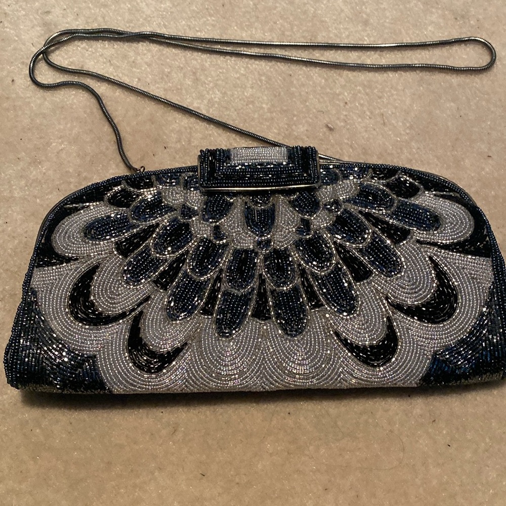 Vintage 1980s Beaded Clutch/Shoulder Evening Bag